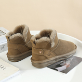 皮毛一体雪地靴女短筒低帮防滑牛皮羊毛保暖加厚棉鞋 2023冬季 新款