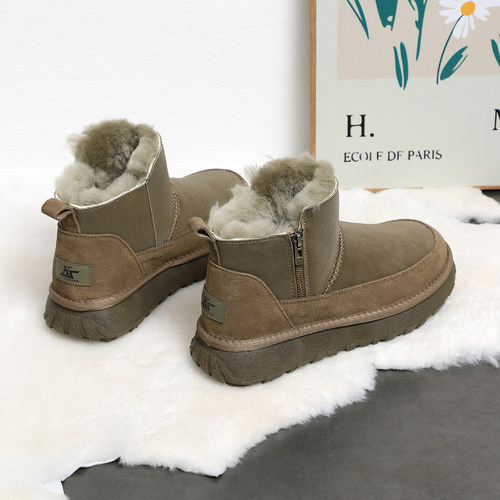 全羊毛雪地靴男皮毛一体保暖棉靴