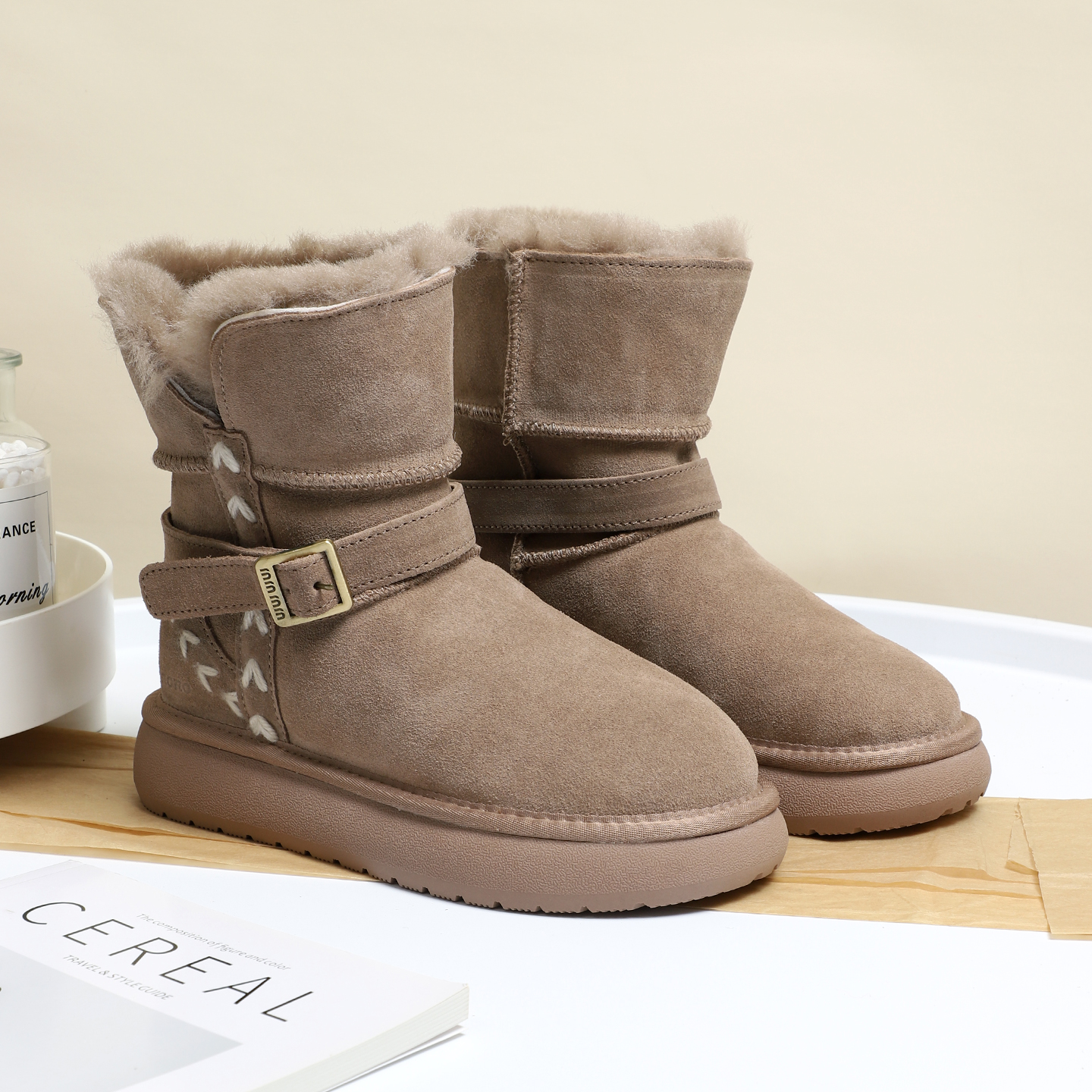 2025冬季新款真皮全羊毛雪地靴女