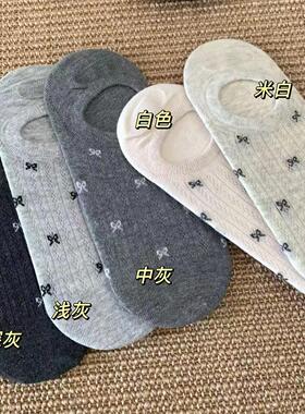 蝴蝶结ins风女士袜子船袜浅口夏季薄款防滑不掉跟隐形透气短袜
