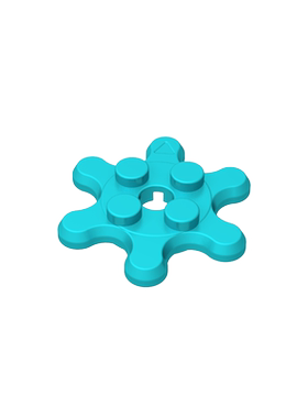 高砖积木零件GDS-90034配件2x2 6齿轮转盘板兼容35442MOC拼插散件