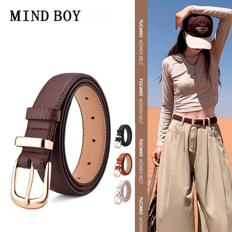 MIND BOY女士皮带2026新款真皮针扣韩版百搭配牛仔裤阔腿裤腰带潮