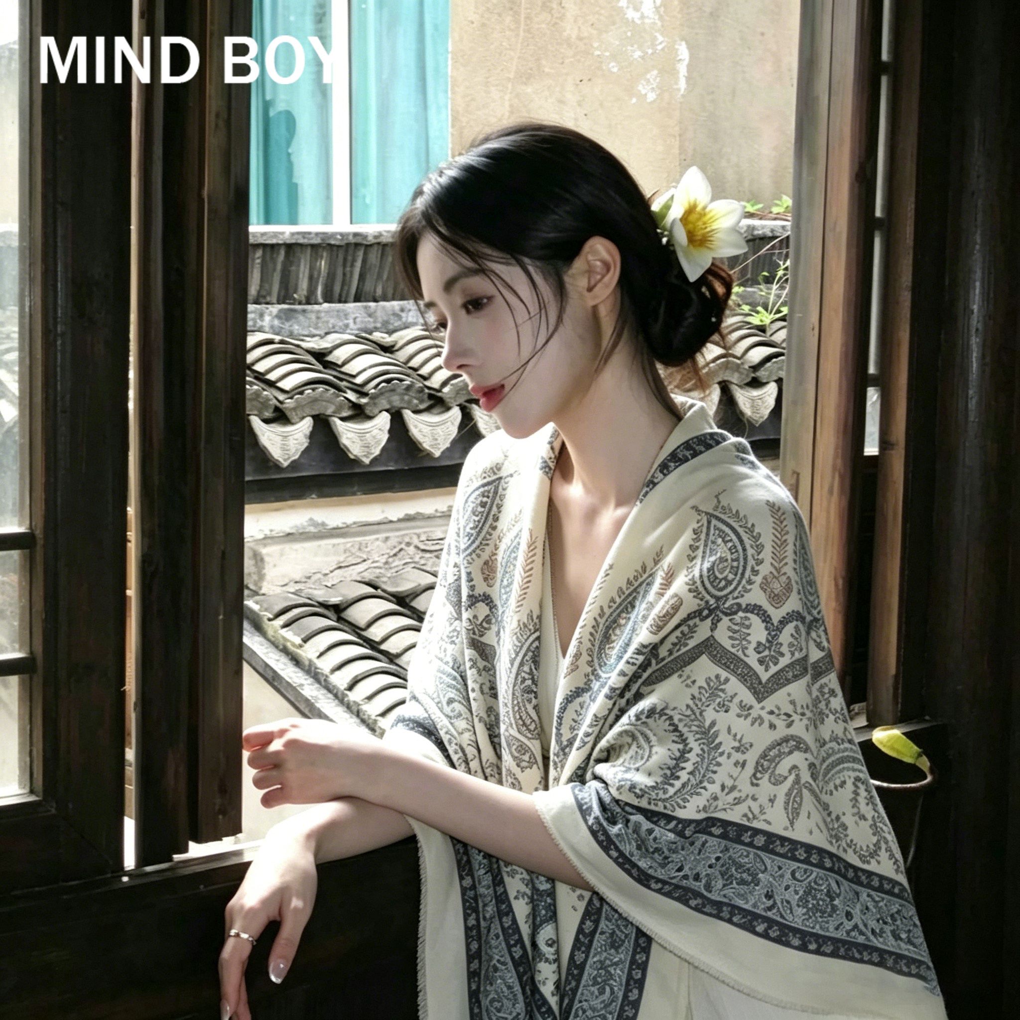 MIND BOY民族风披肩女生棉麻春夏防晒拍照围巾丝巾方巾空调房外搭