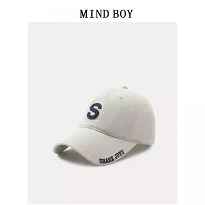 MIND BOY日本设计师联名款S字母刺绣棒球帽女软顶潮牌鸭舌帽男