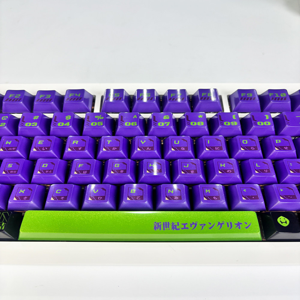 初号机键帽五面热升华原厂高度PBT正刻金属漆键适配夜魔wooting