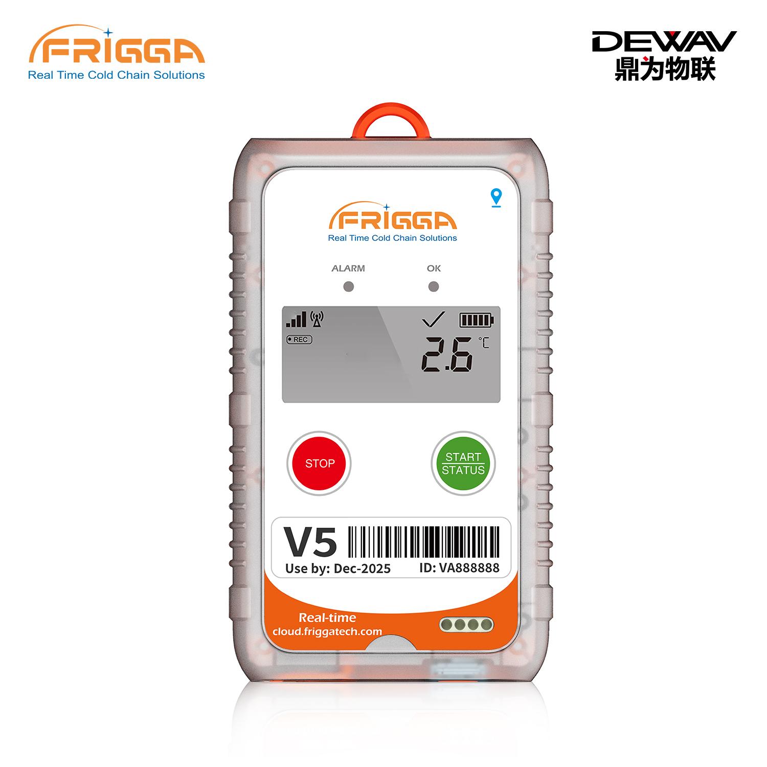 FRIGGA V5A/V5Cpro大客户定制版一次性实时温湿度度定位记录仪