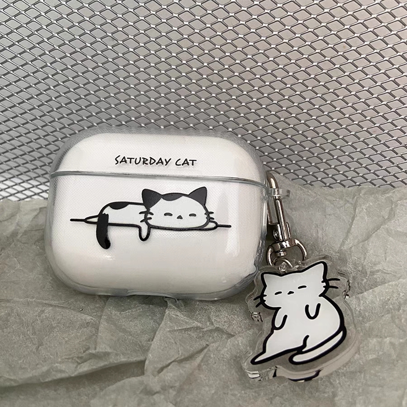 趴着睡觉猫咪适用Baseus倍思E3耳机套M2透明W04软WM05真无线蓝牙WM02保护壳M2/W04+/storm3无线耳机套wo4/3