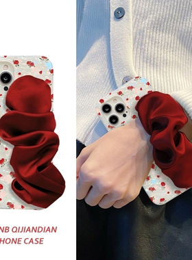 彩色贝壳纹红色小碎花丝绸腕带适用vivox100手机壳x80/x70/x60/x50潮x90/x30/x27女x23简约s15/s12/s10软s9女