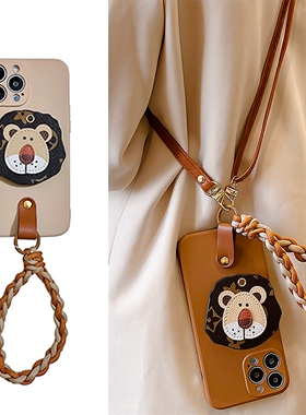 韩风轻奢立体狮子头支架手绳适用华为nova10pro手机壳p50e/p40日韩mate50/30/20创意p30/p20防摔9se/8/7/6/5