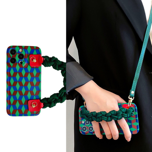 简约复古撞色编织腕带适用opporeno9pro手机壳8/7/6/5/4/3潮r17/r15创意k9/k5/k7/k3防摔软a93s/a72/a5女a97