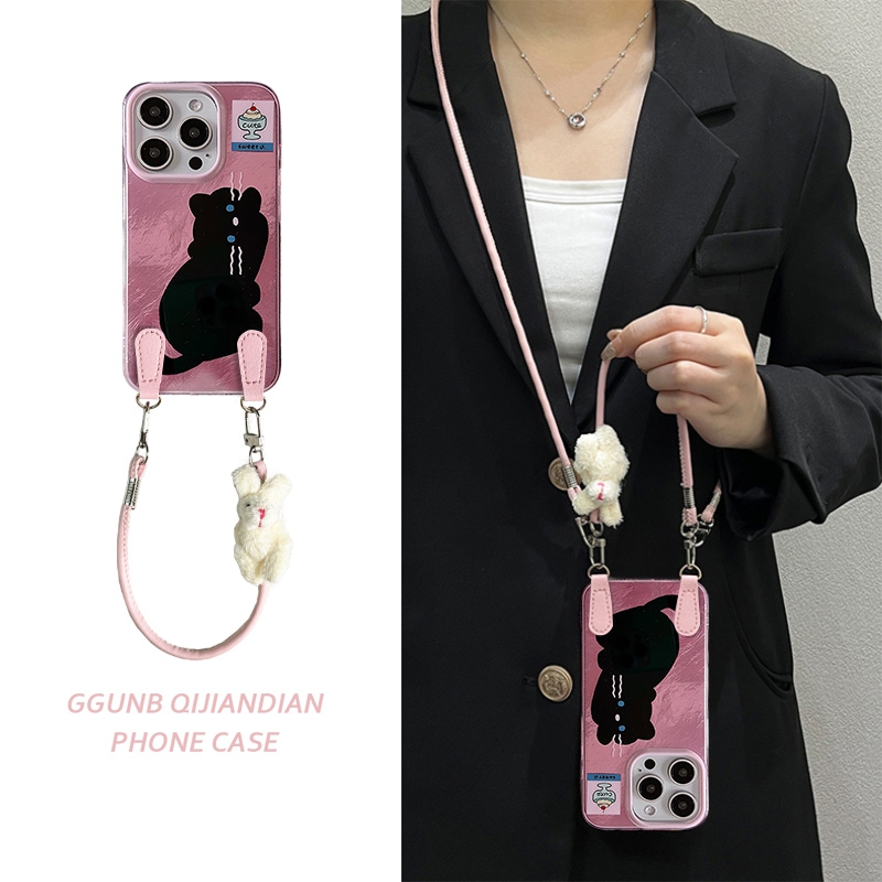 粉底爬墙黑猫适用vivox300pro手机壳x200/100高级90保护套x80/70简约s20/19小众18/17防摔s16软15