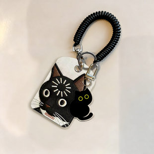 平面图模糊脑袋黑猫门禁水滴小卡套钥匙扣迷你NFC感应小区公交卡交通电梯IC卡防摔保护套