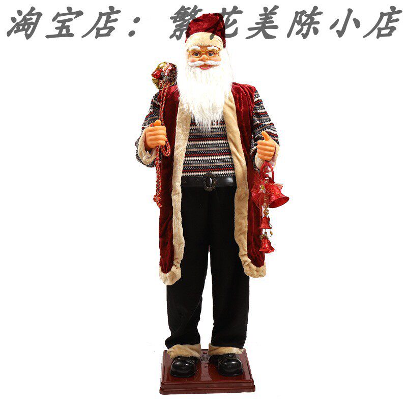 吹萨克斯圣诞老人酒店大堂节日布烘焙门店门口引流电动圣诞摆件