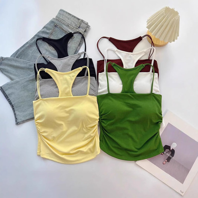 辣妹工字显白绿色小吊带背心夏款