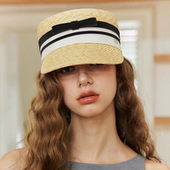 CHUNISLET纯屿 米色麦秸草编学院风草帽春夏防晒遮阳显瘦棒球帽