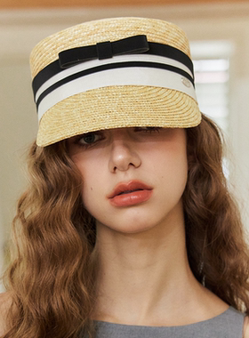 CHUNISLET纯屿 米色麦秸草编学院风草帽春夏防晒遮阳显瘦棒球帽