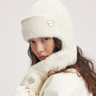 CHUNISLET纯屿 气质羊毛毛线手套女秋冬加厚保暖护腕可爱帽子