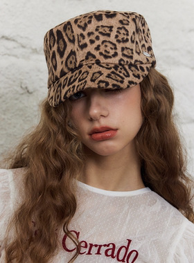 CHUNISLET纯屿 复古豹纹鸭舌帽女百搭显瘦老钱风显脸小气质骑士帽