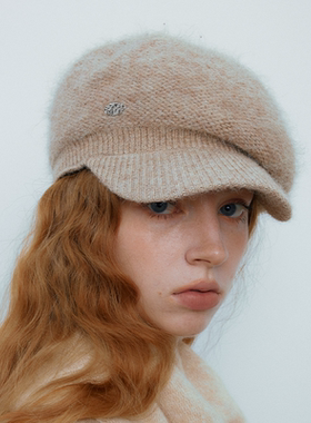 CHUNISLET纯屿 纯色兔毛毛毛气质贝雷帽秋冬保暖画家帽