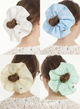 CHUNISLET纯屿 小花大号发圈复古简约低马尾方形大肠发圈气质头绳