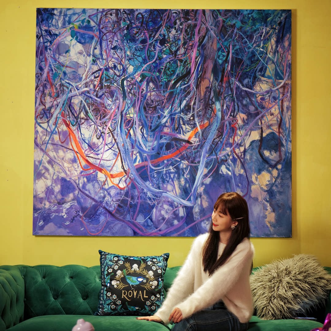 蹬红走绿|涂启先 当代艺术家原作油画《藤萝系甲系列》树藤缠绕