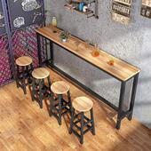 家用靠墙吧台桌高脚桌奶茶店桌椅组合长条窄咖啡桌阳台客厅酒吧台