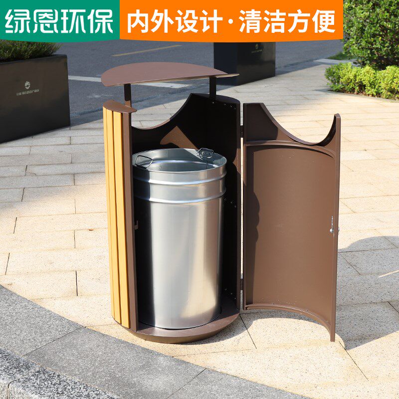 室外垃圾桶时尚简约大容量单桶户外不锈钢果皮箱大垃圾桶环卫户外