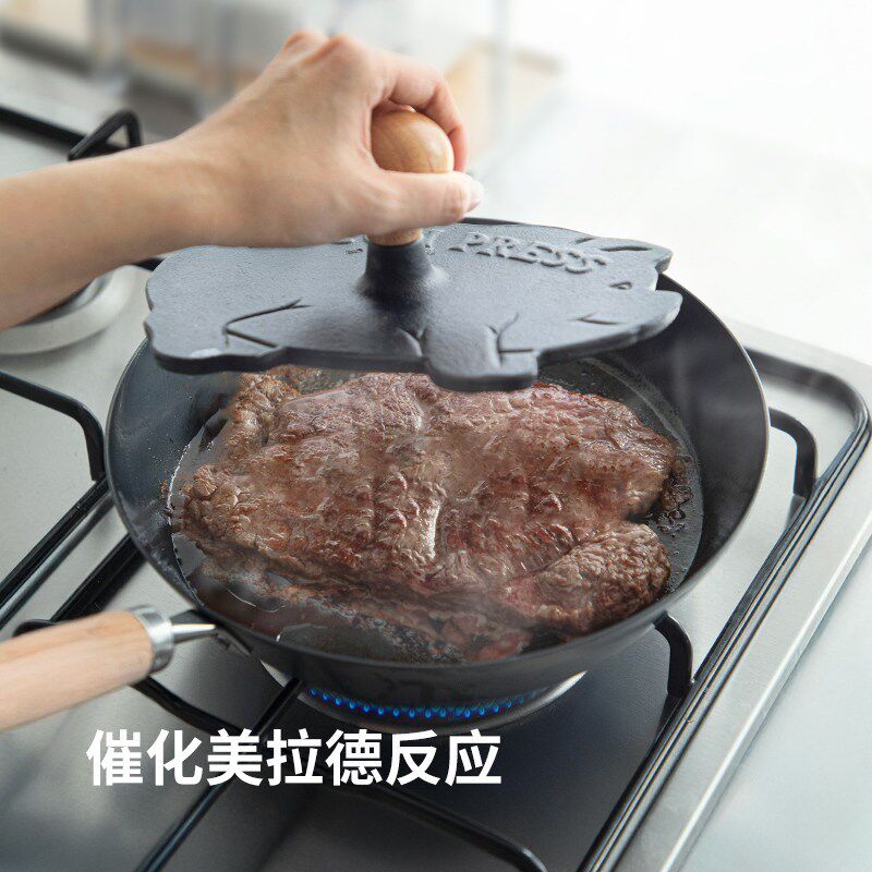 霜山铸铁牛排压肉板家用帕尼尼压盘小猪铁板培根西餐肉饼烧烤压板