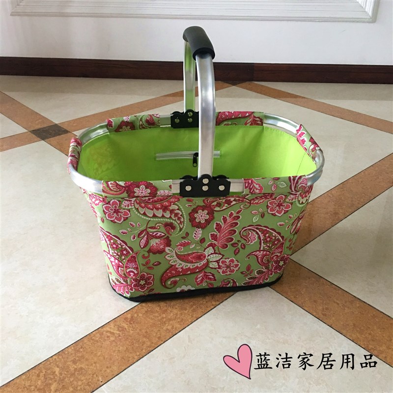 出口欧美可折叠野餐篮 便携超市大号购物篮手提篮防水牛津布菜篮