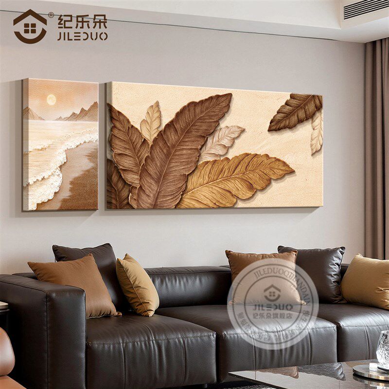 家大业大沙发背景墙装饰画高端大气客厅挂画2025新款砂岩组合壁画