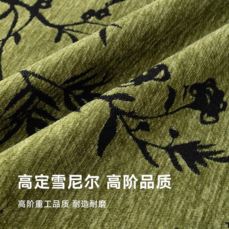 耐暴晒复古绿雪尼尔飘窗垫窗台垫轻奢高级感四季通用可拆洗座垫子