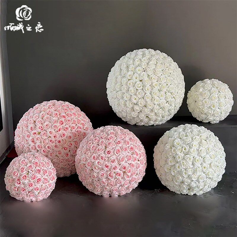 花球仿真花婚礼装饰玫瑰花绣球婚庆绢花韩式礼堂展厅布置圆球摆件