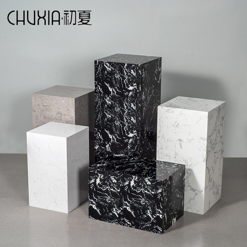 样板房售楼处落地雕塑摆台大理石底座艺术品基座玄关展示台楼梯间