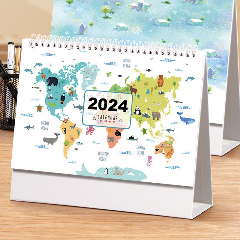 台历2024年新款定制创意简约办公桌面摆件订制月历自律打卡工作备