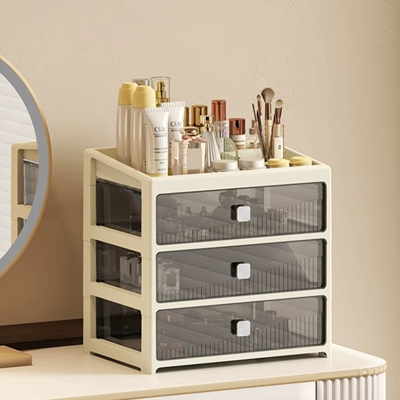 抽屉式桌面收纳盒办公室工位整理神器书桌文具置物架化妆品高级感