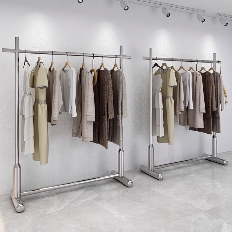 轻奢女装店专用衣架男装店挂衣架不锈钢衣帽架落地式服装店展示架