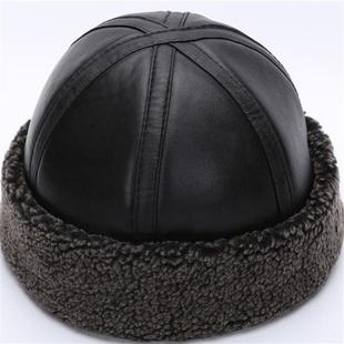 皮帽子男款真皮帽子男冬季中老年人加厚保暖地主帽爷爷奶奶东北圆