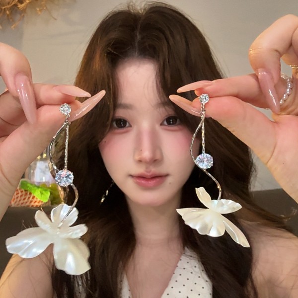 锌合金花朵流苏耳环显脸小高级感