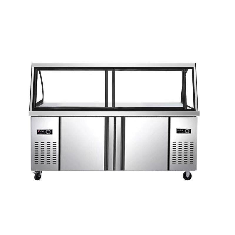 熟食展示柜双温商用凉菜卤菜保鲜点菜玻璃冷藏柜弧形烧烤冷藏冷冻