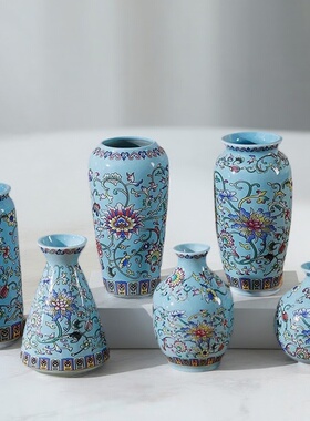 珐琅彩花瓶客厅插花陶瓷花器