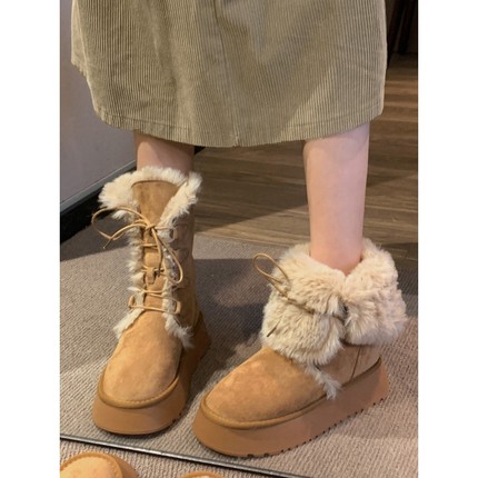 USA UGG雪地靴女2025冬季新款毛毛靴子加厚雪地棉厚底加绒