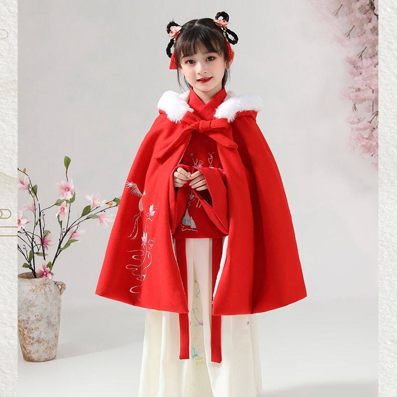 汉服长款斗篷女童冬防风