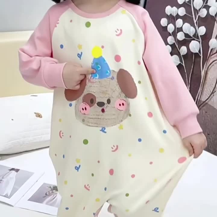 女童宝宝长袖连体睡衣春