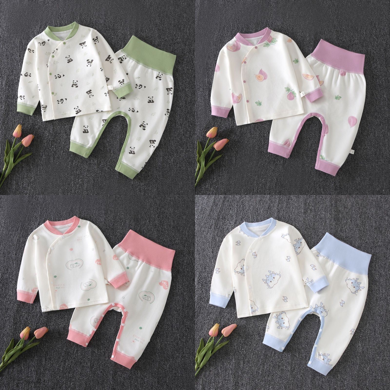婴儿纯棉衣服高腰护肚套
