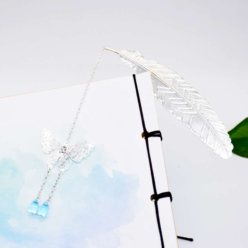 古风金属书签中国风羽毛创意生日礼物精美文具古典学生礼品送闺蜜