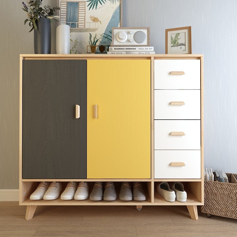 门口平开门创意简易收纳储物小鞋柜玄关进门室外定制鞋柜美式北欧