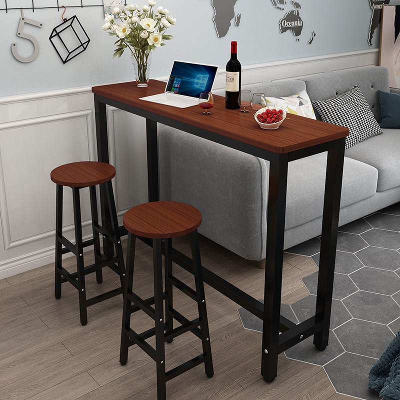圆角吧台家用长条桌子商用靠墙酒吧台奶茶店饭厅长小吧桌高脚桌椅