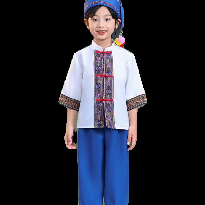 儿童广西壮族三月三民族服装少数民族男女童舞蹈服儿童侗族演出服