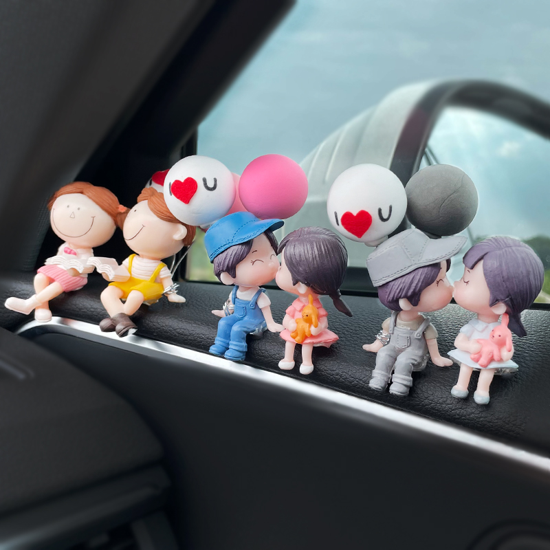 汽车摆件后视镜倒车镜车载中控台显示屏幕车内装饰品可爱玩偶挂件