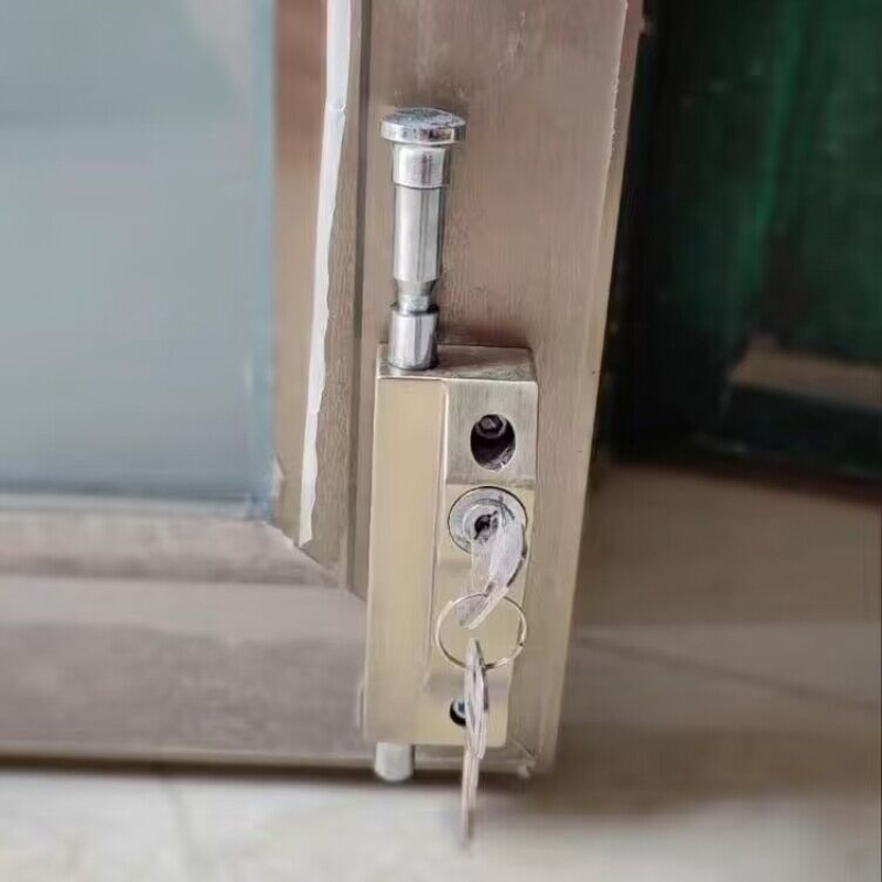 铝合金门锁旋转门地插销锁明装有框玻璃门地锁木门脚踏弹簧地插销